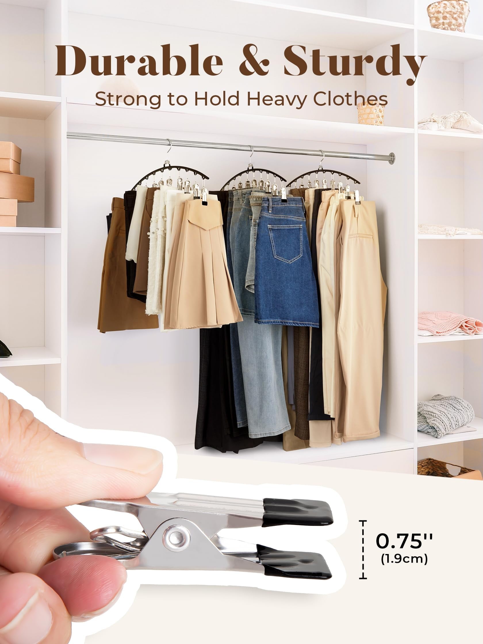 2-Pack Space Saving Metal Pants Hangers with 10 Clips – Multi-Layer Organizer for Jeans, Leggings, Shorts & Skirts – Heavy-Duty Closet Organizer (Black)