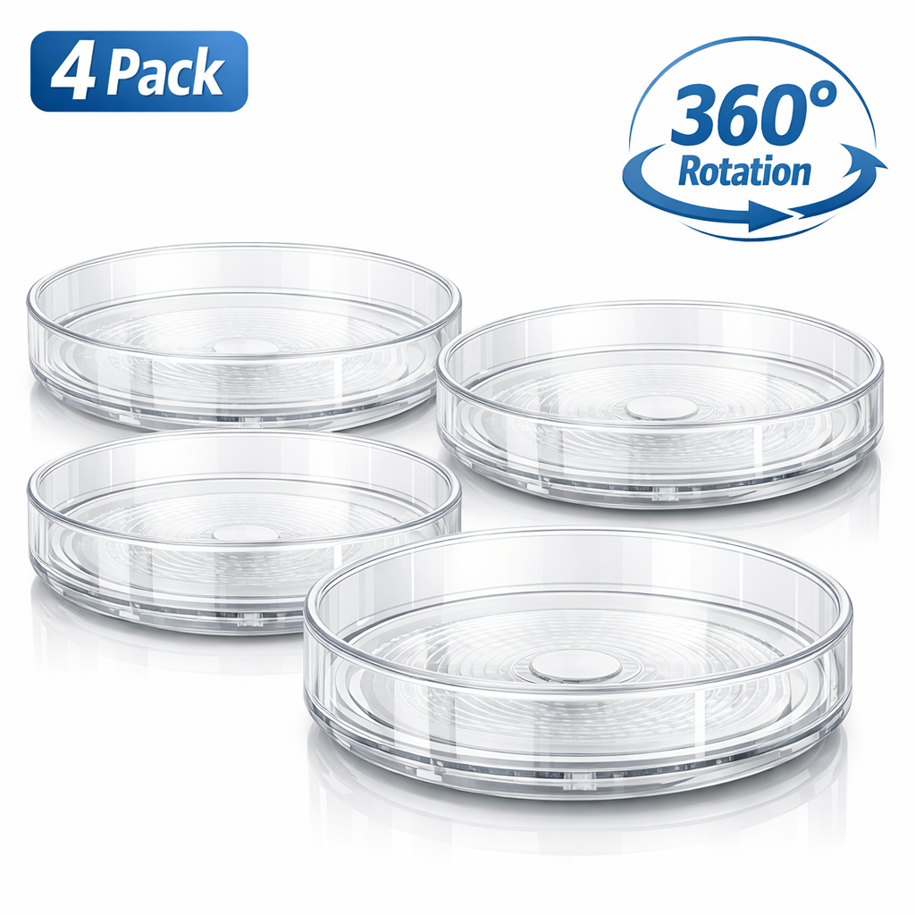 360° Clear Lazy Susan Organizer – 4 Pack