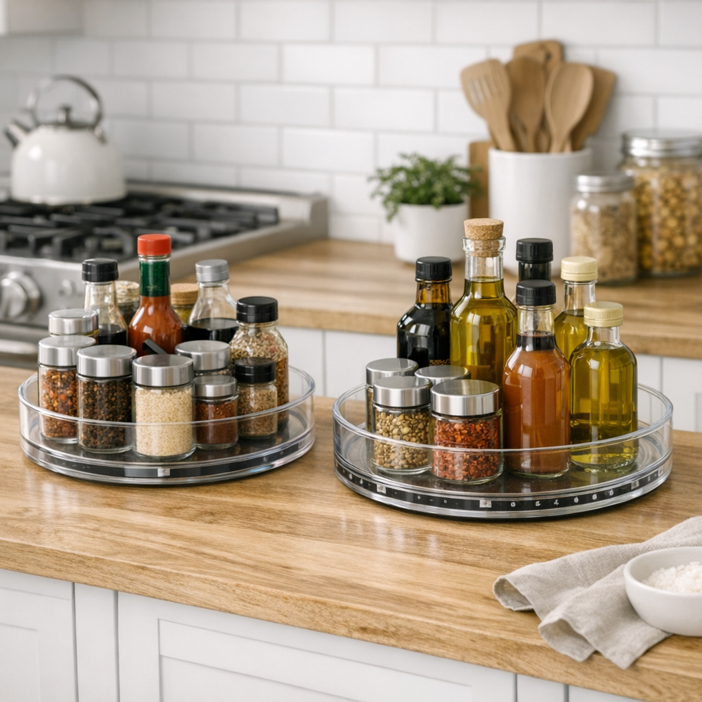 360° Clear Lazy Susan Organizer – 4 Pack