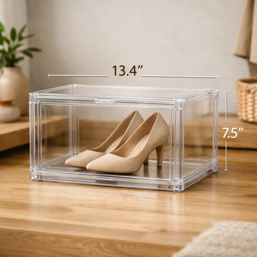 Transparent Magnetic Shoe Organizer – Stackable Clear Shoe Boxes (10 Pack)