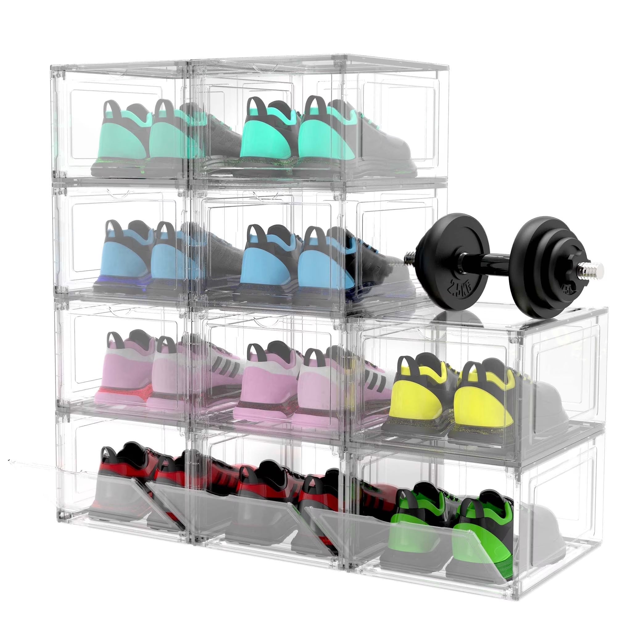Transparent Magnetic Shoe Organizer – Stackable Clear Shoe Boxes (10 Pack)