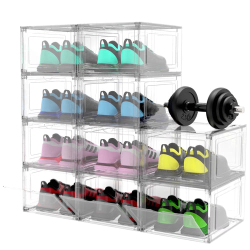 Transparent Magnetic Shoe Organizer – Stackable Clear Shoe Boxes (10 Pack)