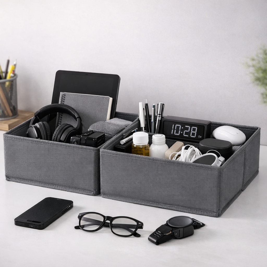 6‑Pack Premium Woven Fabric Drawer Organizers – Closet & Dresser Storage for Clothes, Baby Items & Accessories (Gray)
