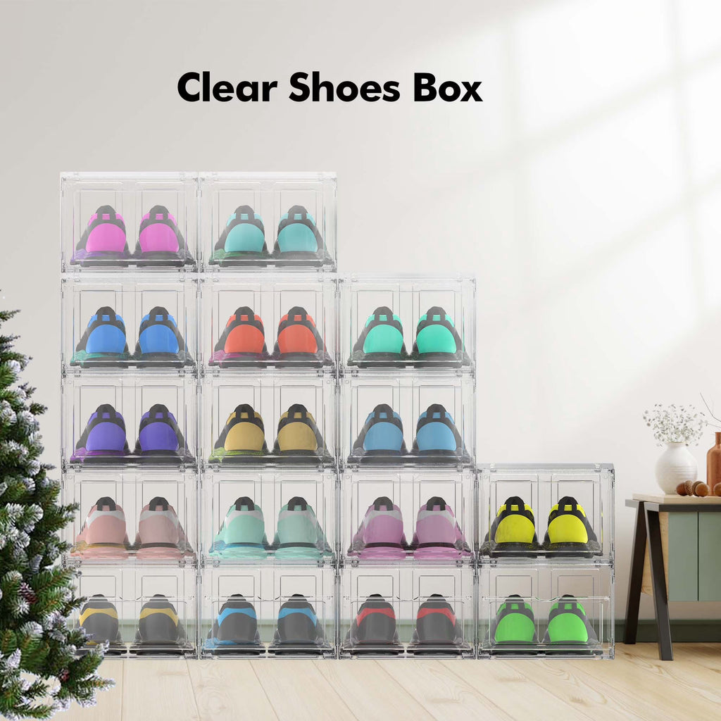 Transparent Magnetic Shoe Organizer – Stackable Clear Shoe Boxes (10 Pack)